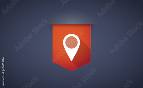 Long shadow ribbon icon with a map mark