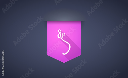 Long shadow ribbon icon with an ebola sign