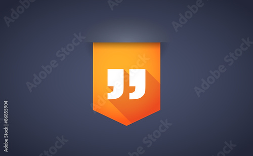 Long shadow ribbon icon with a quotes