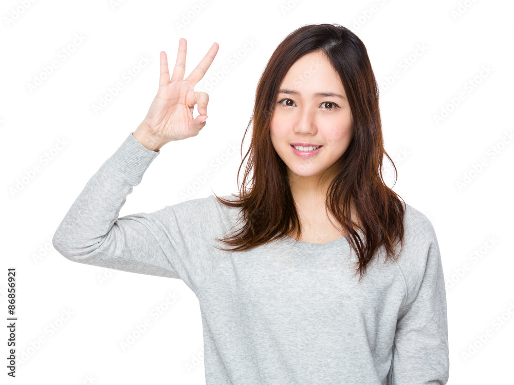 Woman with ok sign gesture Woman with ok sign gesture