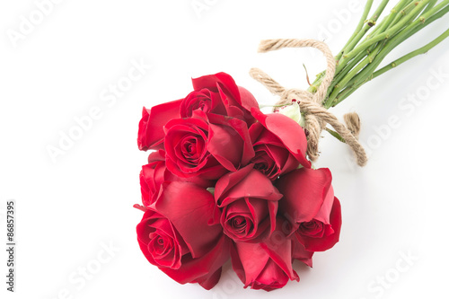 red rose bouqiet isolated on white background photo