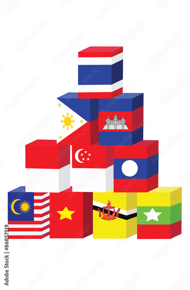 Fototapeta premium asean flag box concept EPS file