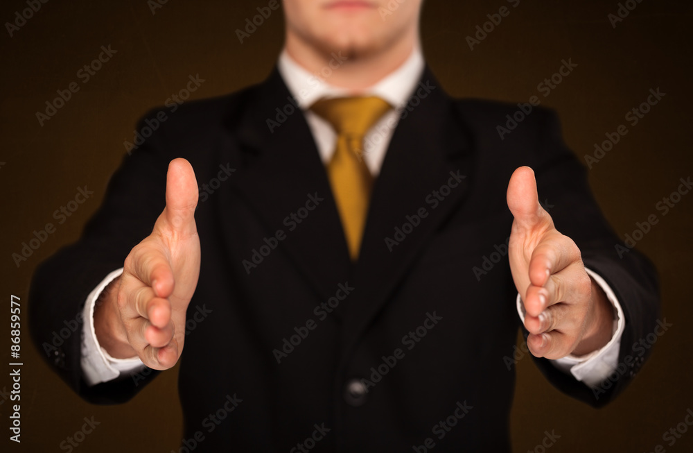 Businessman holding something Businessman holding something