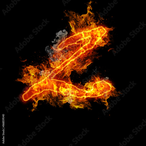 Number two fire on a black background