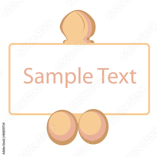 Vector icon of penis with frame in colors