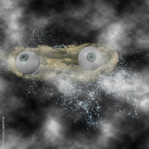 Mysterious eyeballs behind the clouds