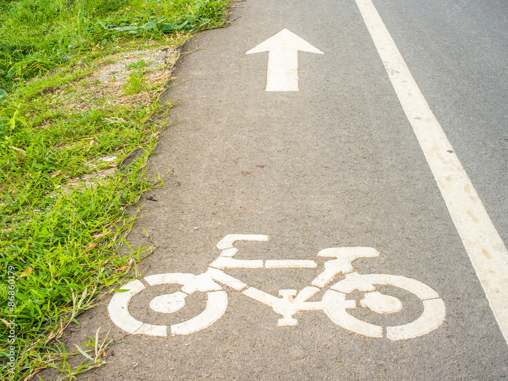 Fototapeta premium Bicycle lane painted on surface in Thailand