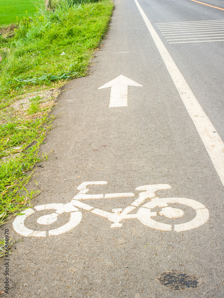 Obraz premium Bicycle lane painted on surface in Thailand
