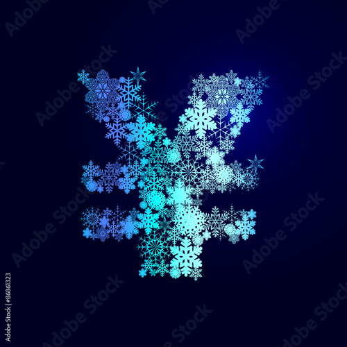 Winter decorations. Symbols of snowflakes. Yuan.