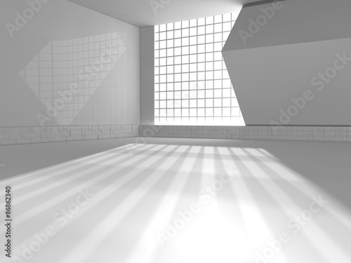 bigt white room and big window 3d rendering