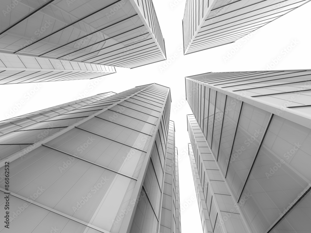 Fototapeta premium white skyscapers 3d rendering