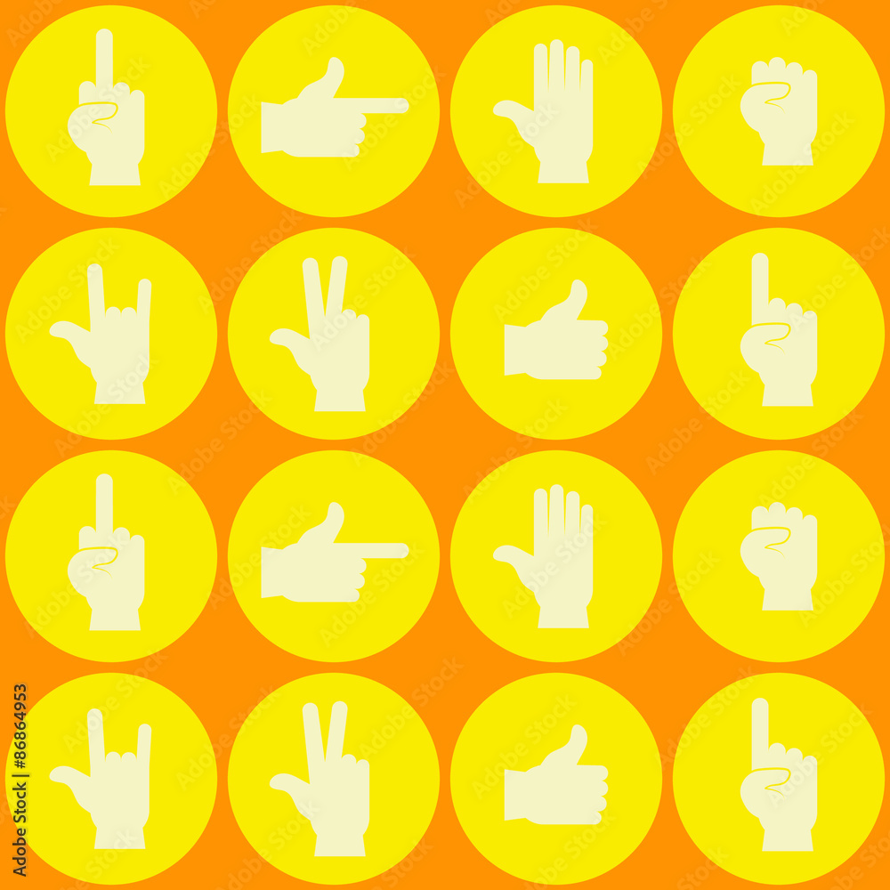 Seamless background with hands and finger icons for your design Seamless background with hands and finger icons for your design