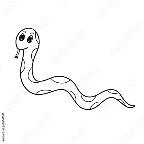 snake cartoon black and white for fill color vector