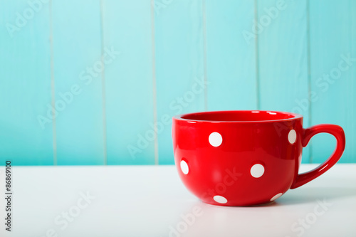 Red polka dot coffee mug photo