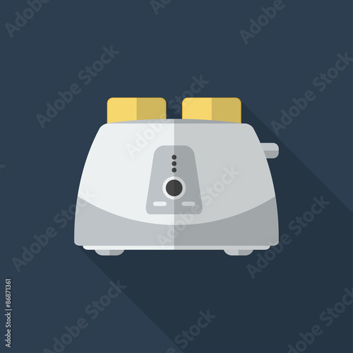 Flat toaster with long shadow. Vector icon
