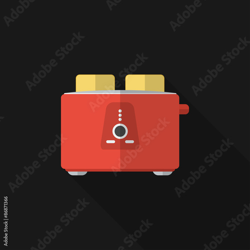 Flat toaster with long shadow. Vector icon