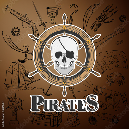 skull pirate and Hand drawn icon