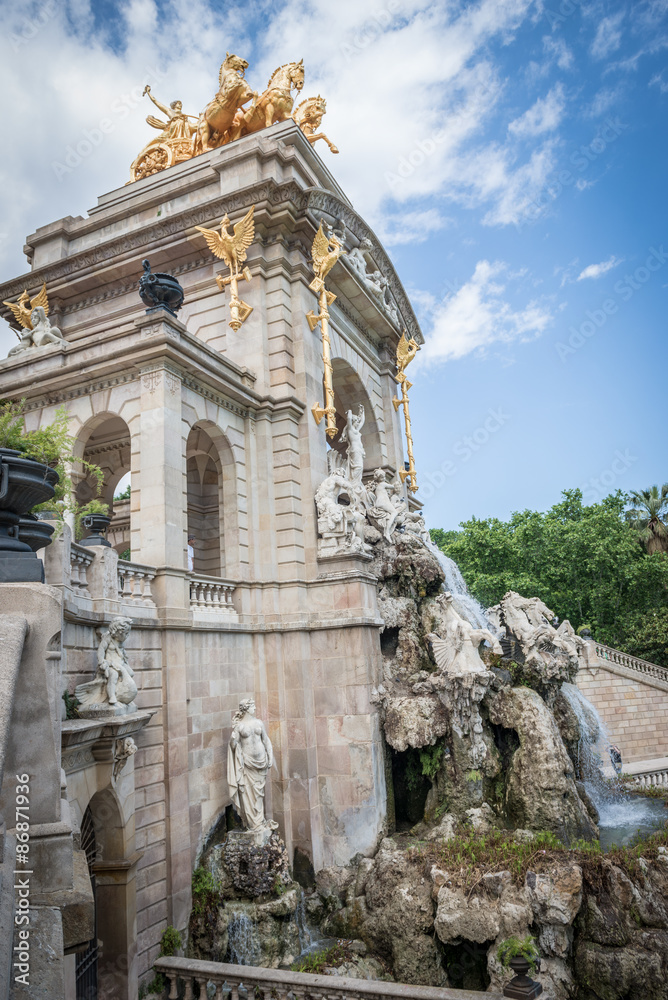 Fountain in Parc de la Ciutadella called Cascada in Barcelona, Spain