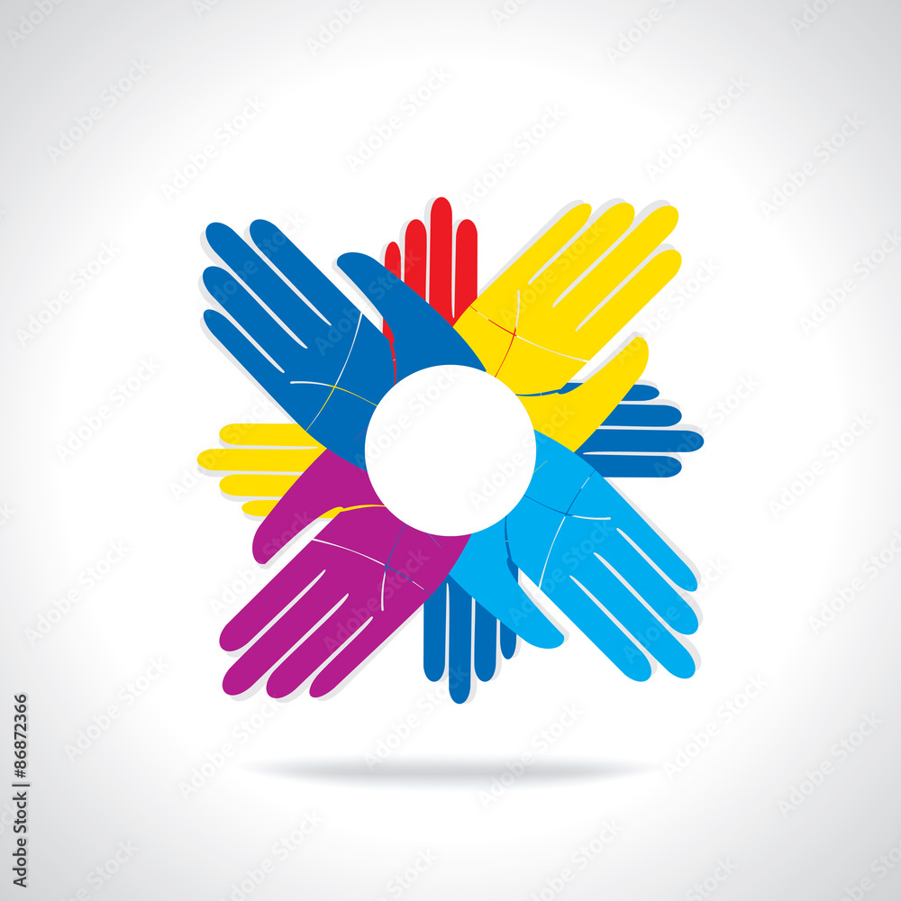 Fototapeta premium colorful hands teamwork concept icon 