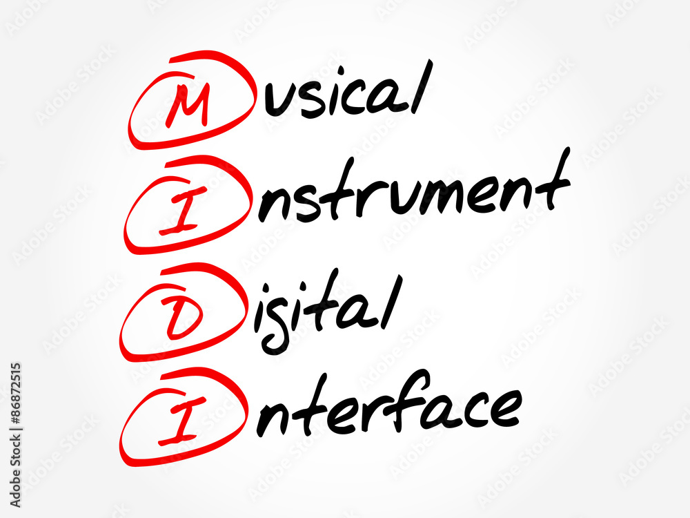 MIDI - Musical Instrument Digital Interface, acronym concept MIDI - Musical Instrument Digital Interface, acronym concept
