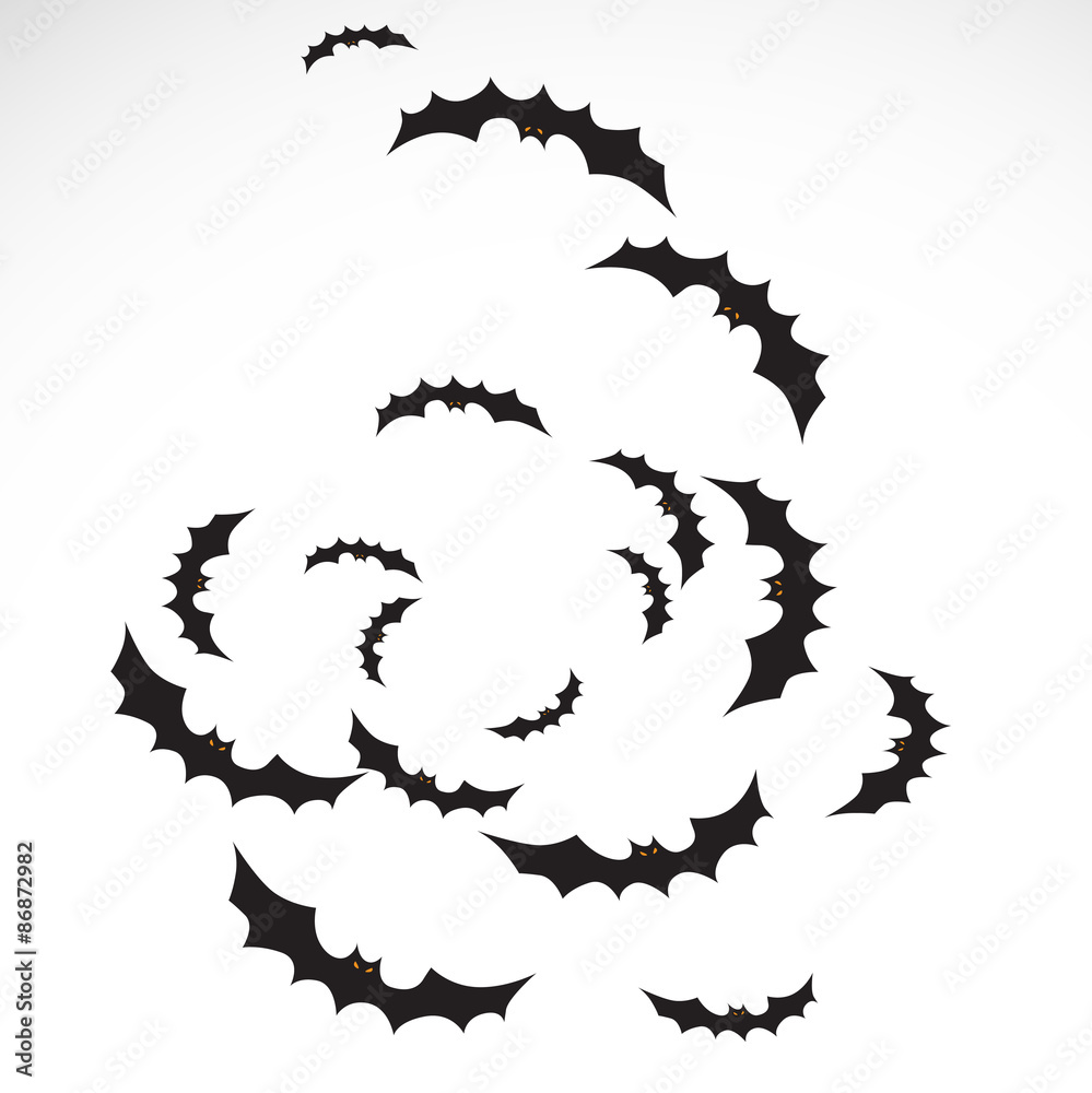 Flying bats isolated on white background
