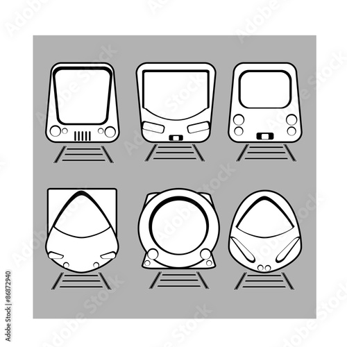 vector set silhouette modern express train on gray