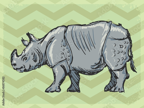 vintage background with rhinoceros