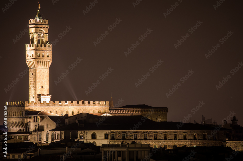 Fototapeta premium Florence by Night. Landscape from Piazzale Michelangelo
