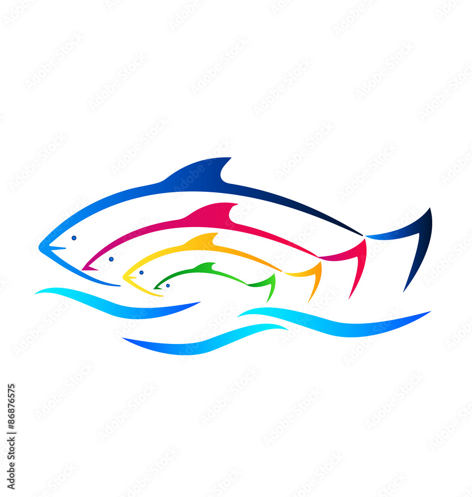 Fish on beach logo vector Fish on beach logo vector