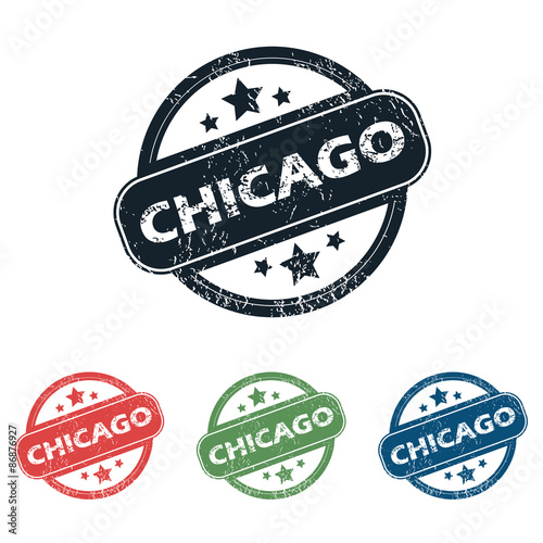 Round Chicago city stamp set