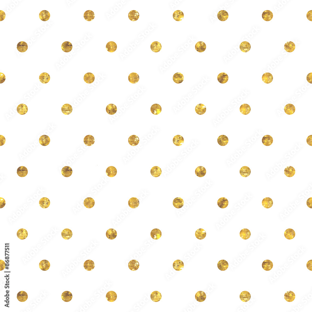Seamless polka dot golden pattern.