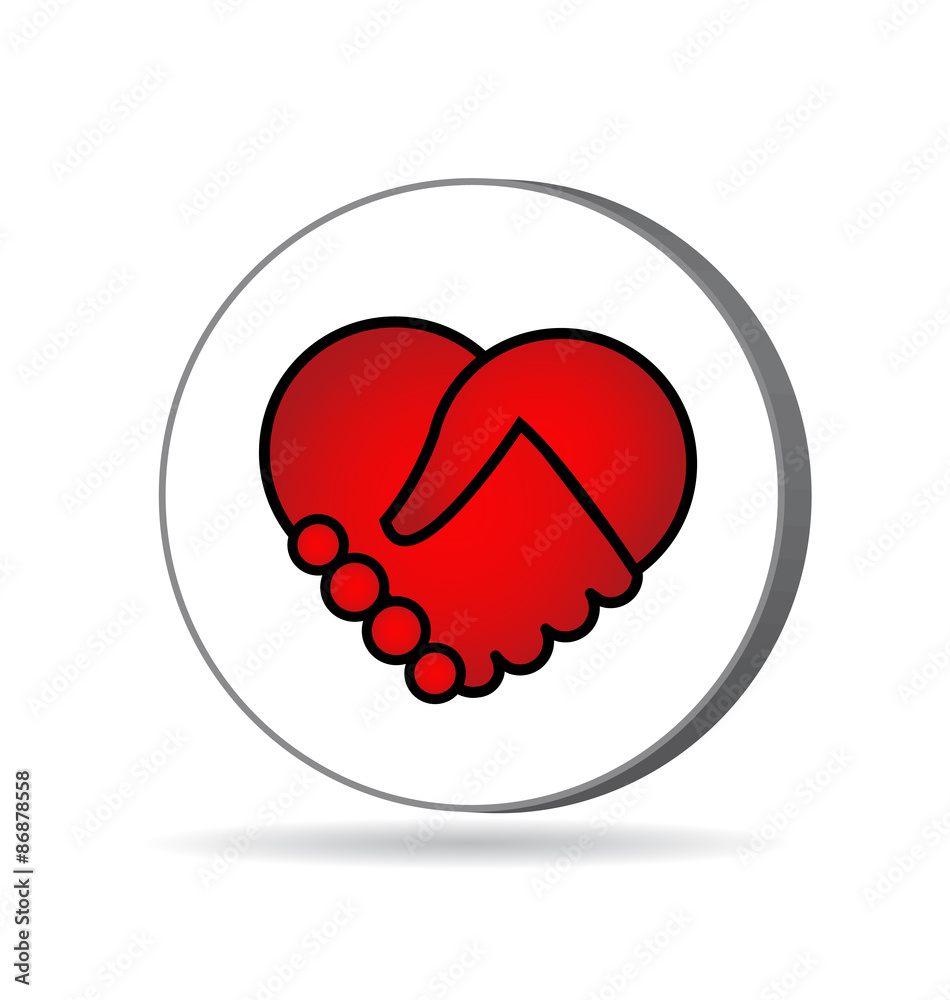 Handshaking red heart icon logo