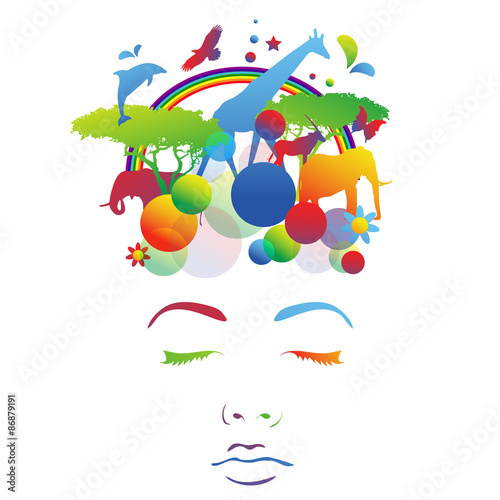 viso, faccia, volto, natura, vaggi, fantasia, vacanze