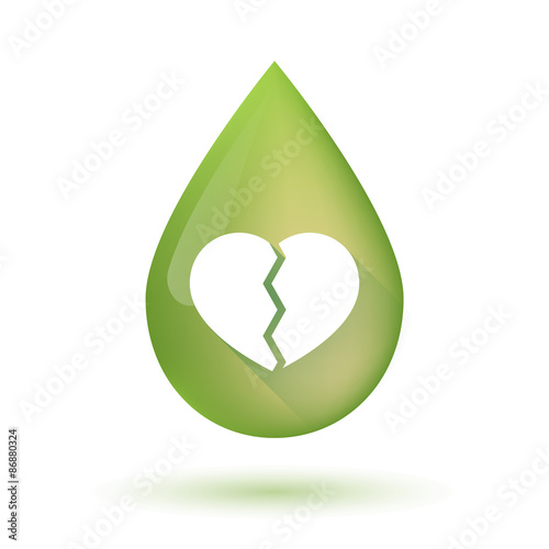 Olive oil drop icon with a broken heart