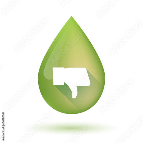 Olive oil drop icon with a thumb down hand