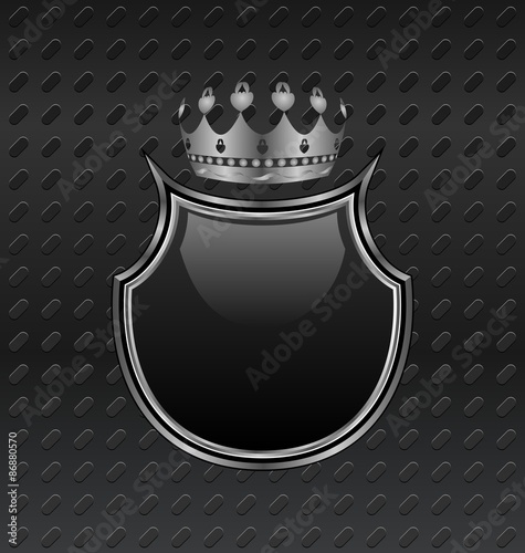 heraldic shield and crown on metallic background