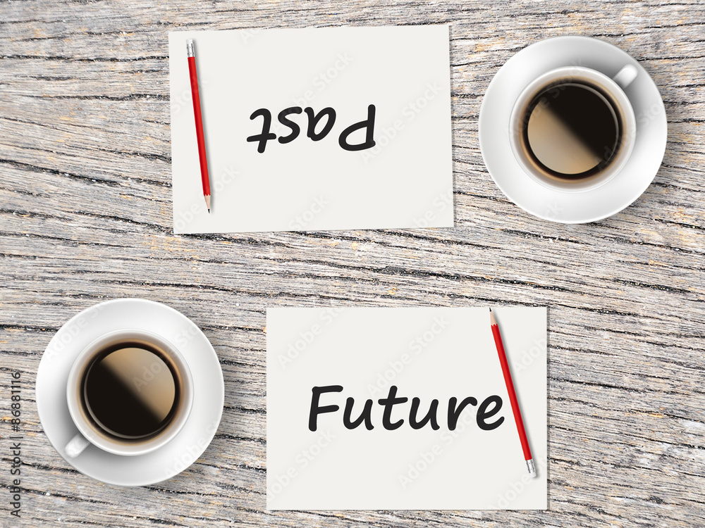 Business Concept : Comparison between past and future Business Concept : Comparison between past and future
