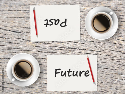 Business Concept : Comparison between past and future