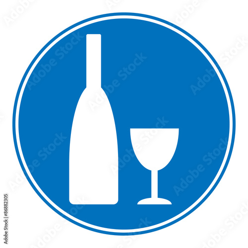 Bottle and glasse icon.