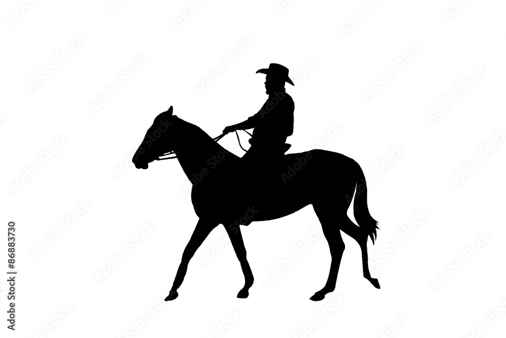 silhouette of Cowboy sitting on his horse silhouette of Cowboy sitting on his horse