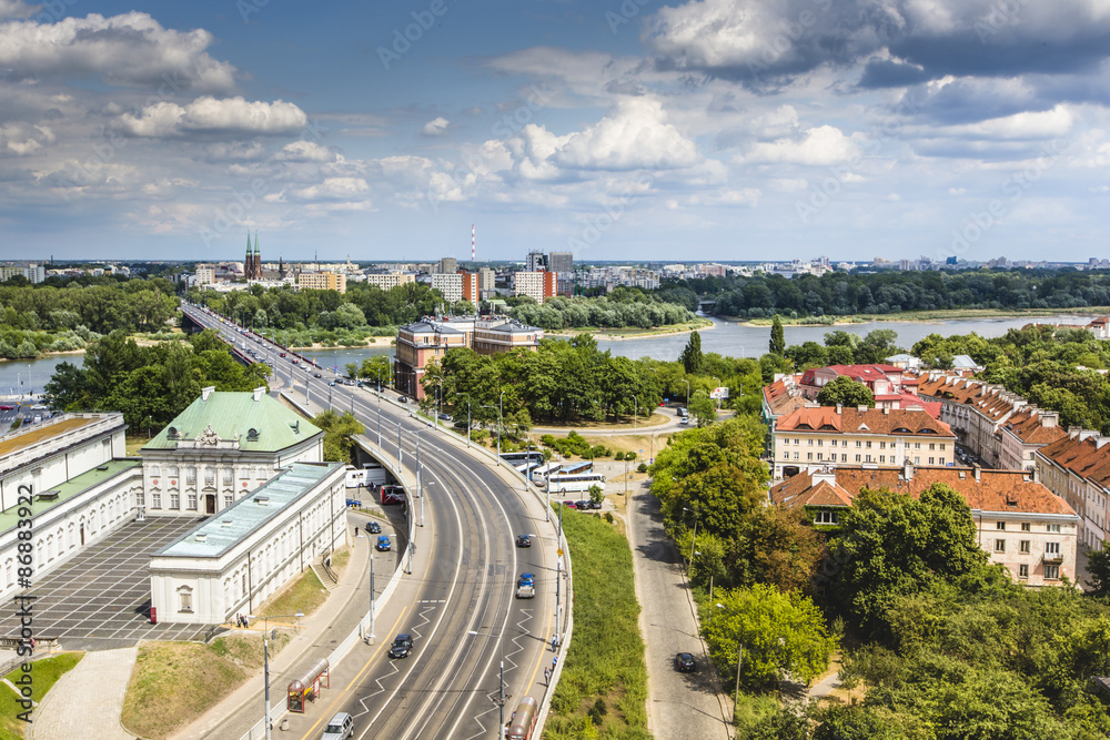 Naklejka premium Panoramic view of Warsaw, Poland