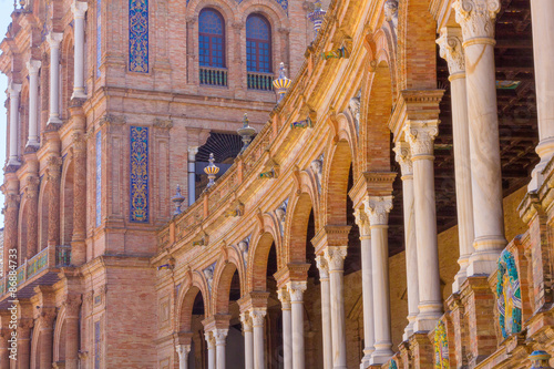 columns arches near the famous Plaza of Spain in Seville, Spain