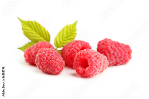 Red raspberry isolated on a white
