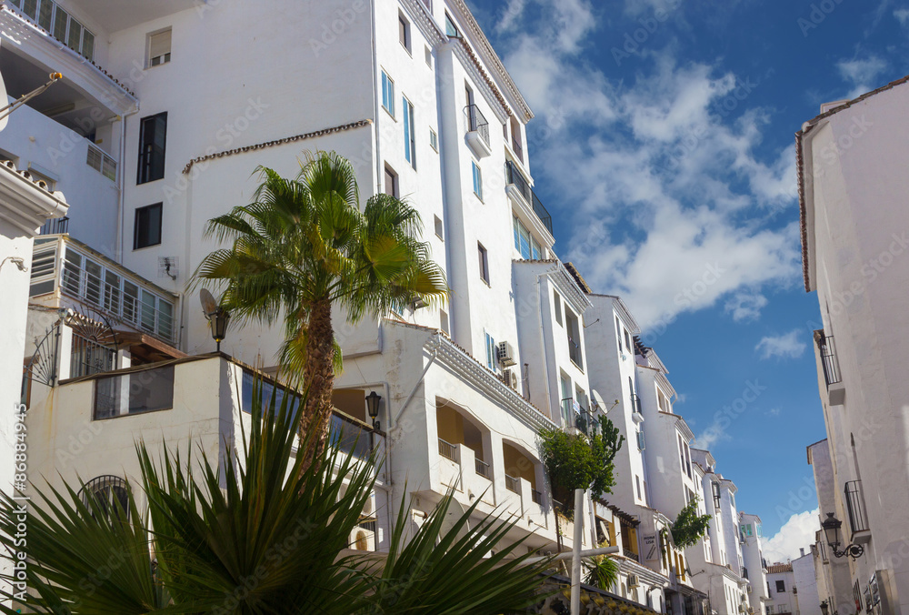 Fototapeta premium streets with whitewashed buildings typical of Puerto Banus, Mala