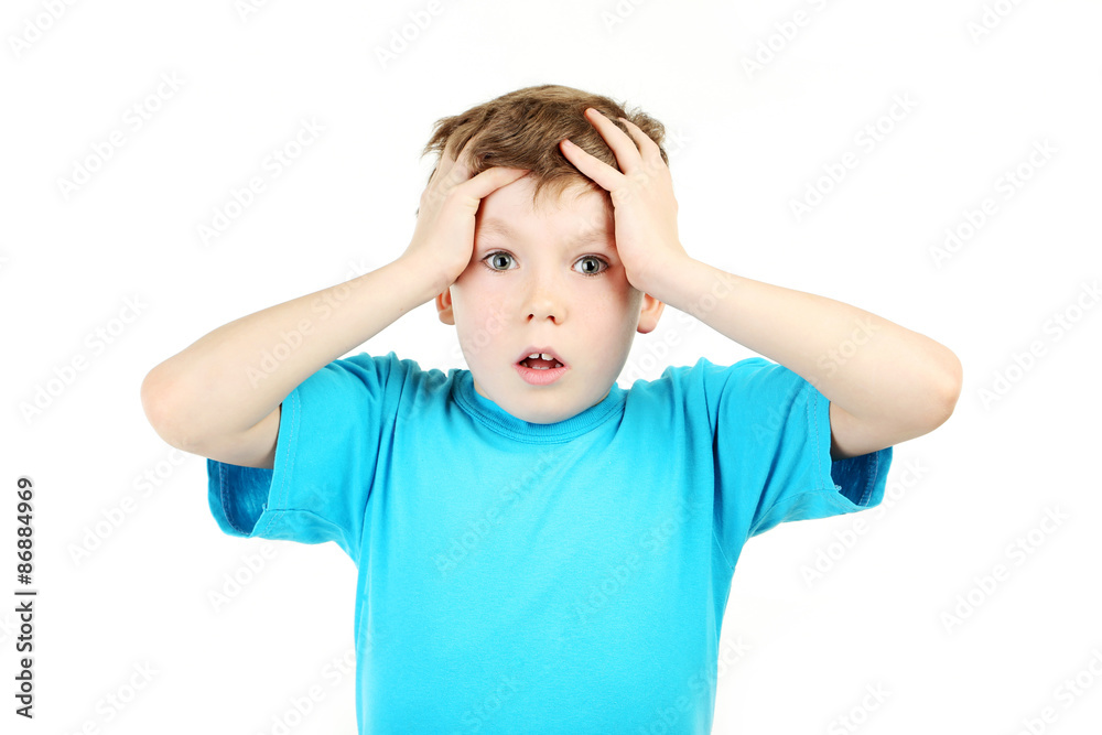 Portrait of beautiful little boy isolated on white Portrait of beautiful little boy isolated on white