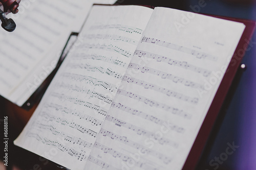 Note papers on music note stand