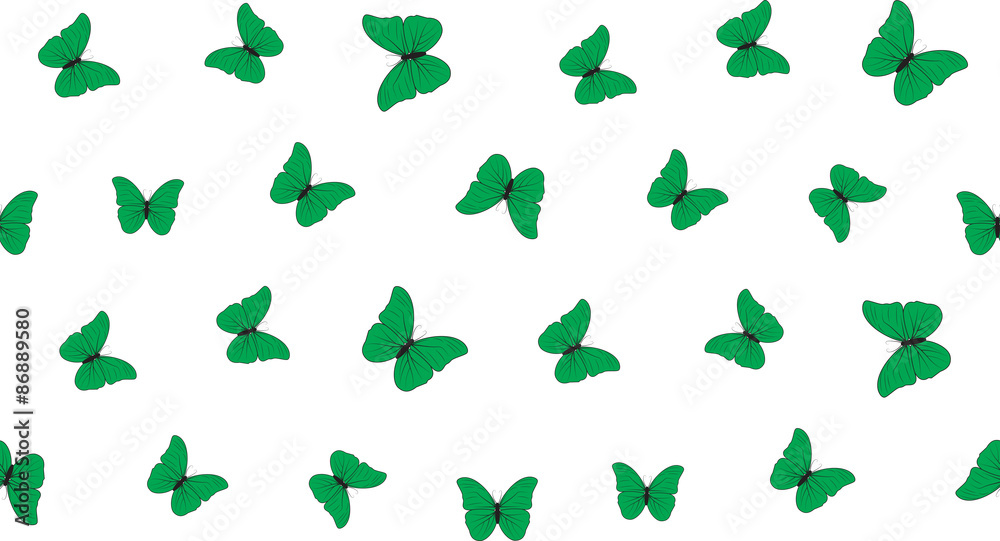 Vector seamless background of butterflies on a white background. Colored butterflies of different sizes. Vector seamless background of butterflies on a white background. Colored butterflies of different sizes.