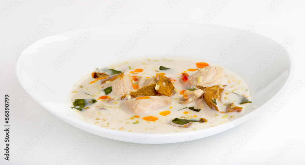 Coconut milk soup with chicken and vegetables Coconut milk soup with chicken and vegetables