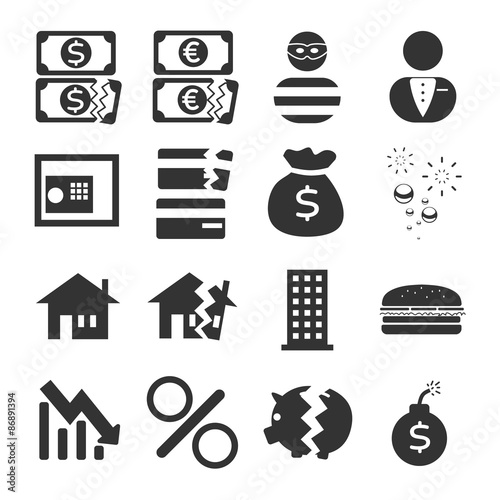 Financial crisis Icon Set