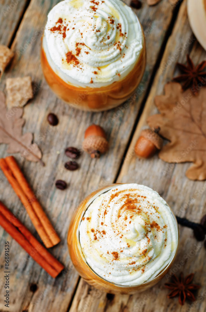 ice honey pumpkin spice latte with whipped cream ice honey pumpkin spice latte with whipped cream
